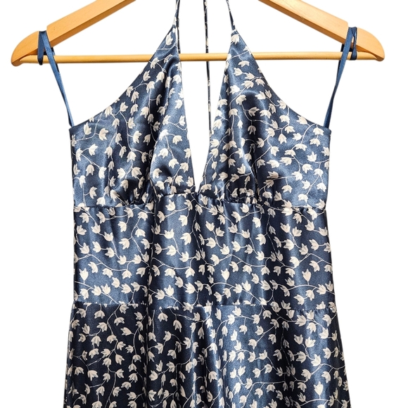 Alyn Paige Vintage Floral Print Backless Halter Y2K Mini Casual Dress Size Small - Picture 4 of 9